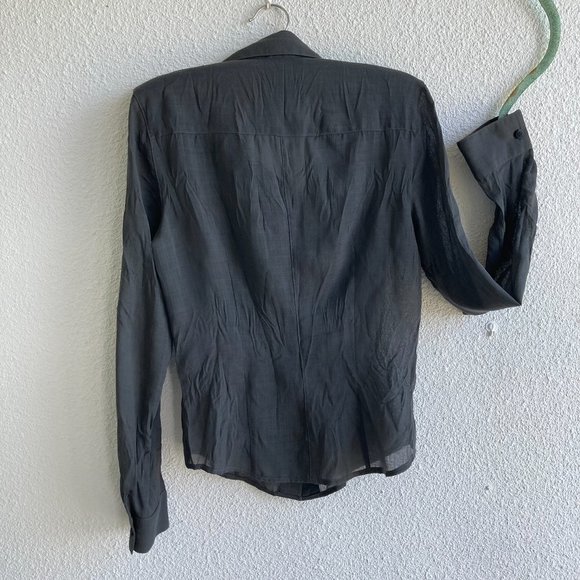 IPSE Gazebo Dark Gray Sheer Crinkled Long-sleeved Shirt - Women's Small - Picture 3 of 11